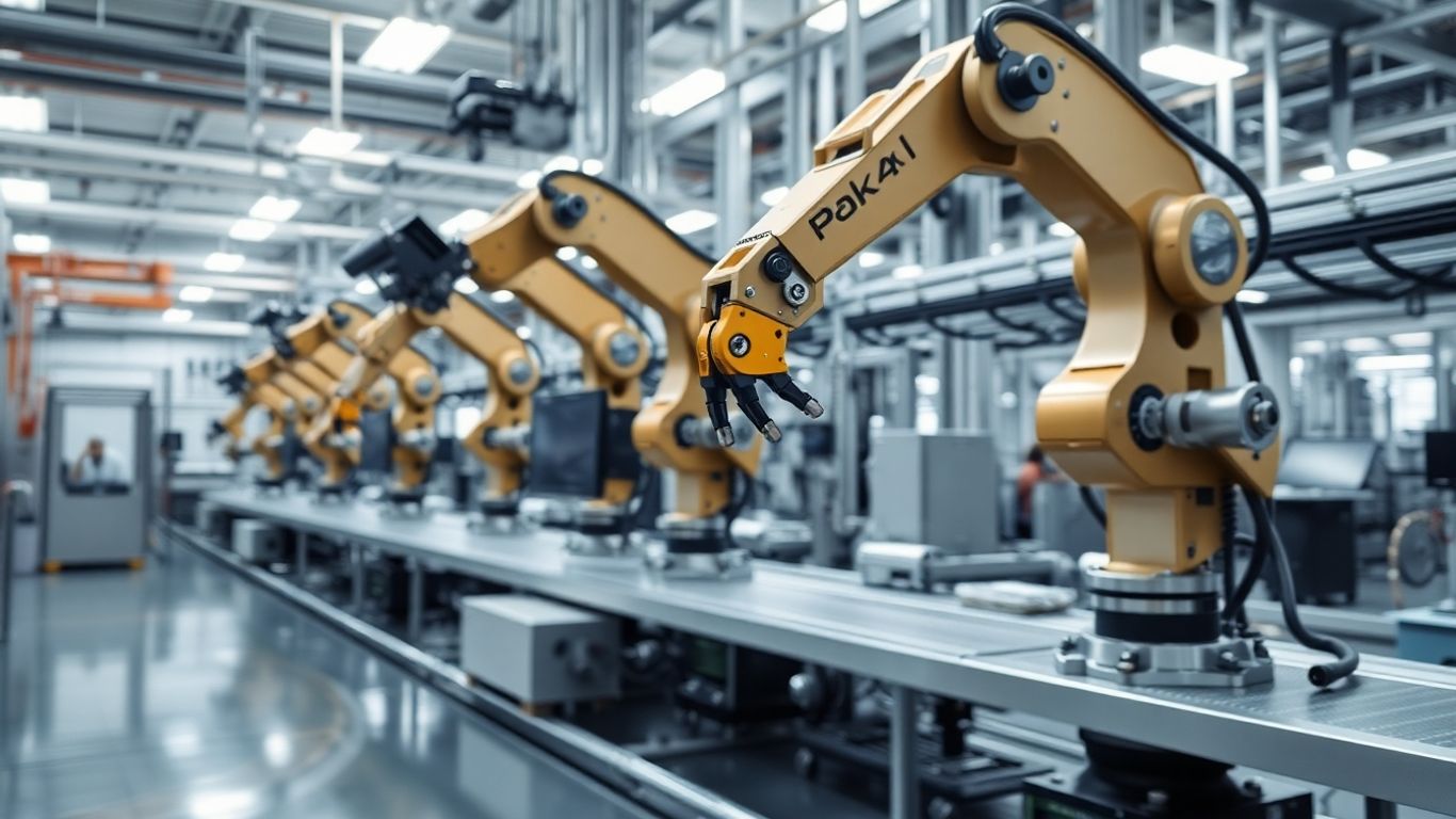 Industrielle Fertigung mit Robotern und Maschinen